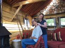 An indian head massage given by Emma bayliss from Acorn Enrichment in the peaceful setting of Daisy Cabin 